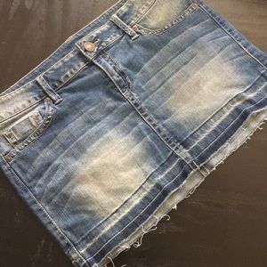 Distressed Denim raw hemmed mini skirt size 8